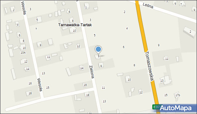 Tarnawatka-Tartak, Zielona, 7, mapa Tarnawatka-Tartak