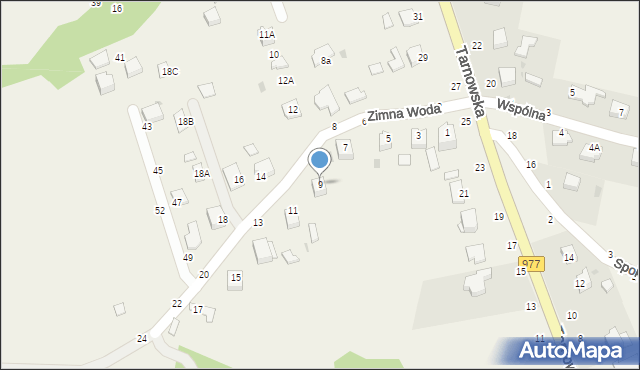 Tarnowiec, Zimna Woda, 9, mapa Tarnowiec