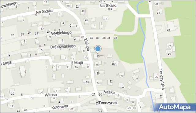 Tenczynek, Zielona, 40, mapa Tenczynek