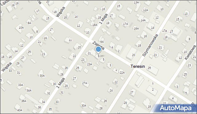 Teresin, Zielona, 7, mapa Teresin