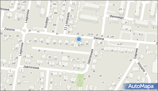 Tomaszów Mazowiecki, Zielona, 31, mapa Tomaszów Mazowiecki