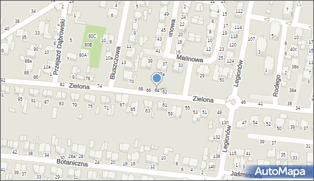 Tomaszów Mazowiecki, Zielona, 64, mapa Tomaszów Mazowiecki