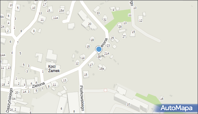 Tuchów, Zielona, 19, mapa Tuchów