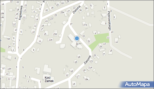 Tuchów, Zielona, 20, mapa Tuchów