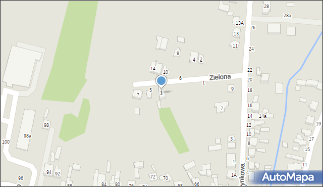 Tuszyn, Zielona, 3, mapa Tuszyn