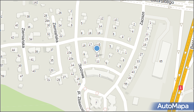 Tychy, Ziemiańska, 13, mapa Tychów