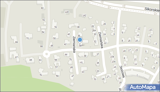 Tychy, Ziemiańska, 34, mapa Tychów