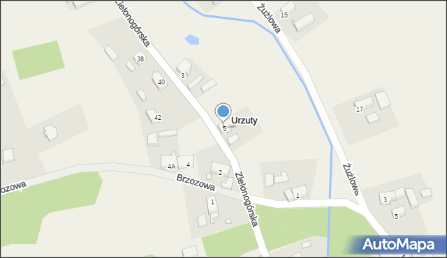 Urzuty, Zielonogórska, 5, mapa Urzuty