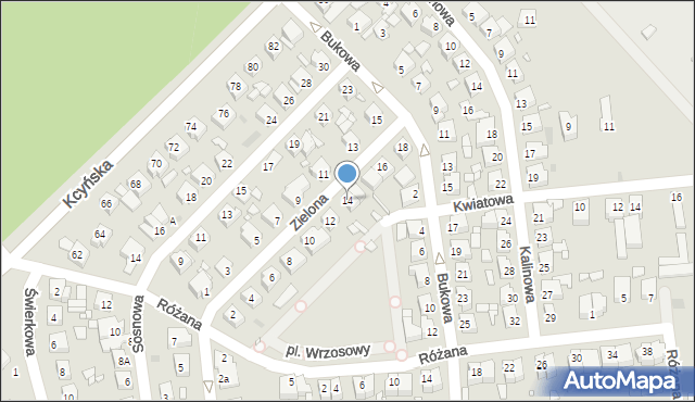 Wągrowiec, Zielona, 14, mapa Wągrowiec