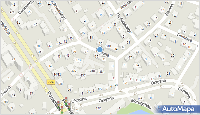 Warszawa, Zielona, 33, mapa Warszawy