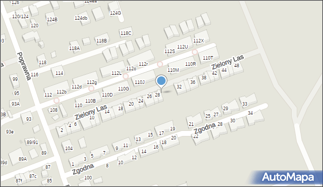 Warszawa, Zielony Las, 30, mapa Warszawy