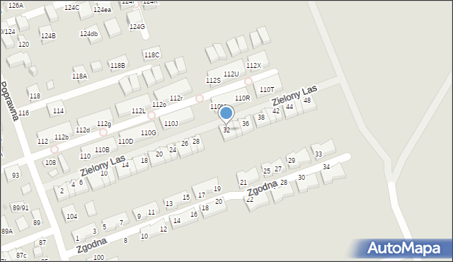 Warszawa, Zielony Las, 32, mapa Warszawy