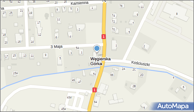 Węgierska Górka, Zielona, 53b, mapa Węgierska Górka