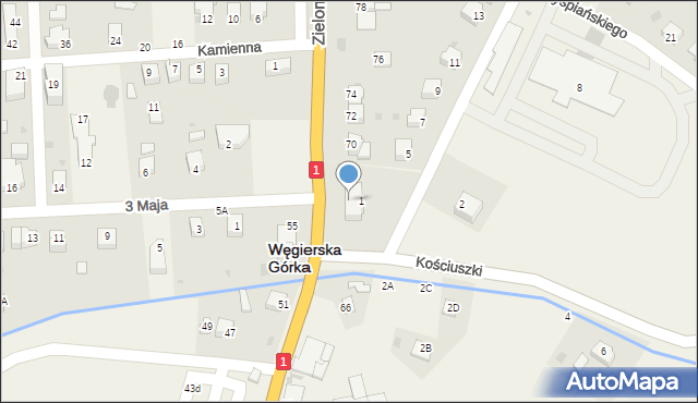 Węgierska Górka, Zielona, 68, mapa Węgierska Górka