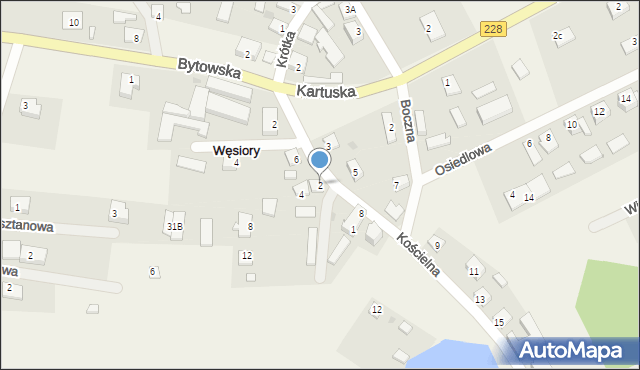 Węsiory, Zielona, 2, mapa Węsiory