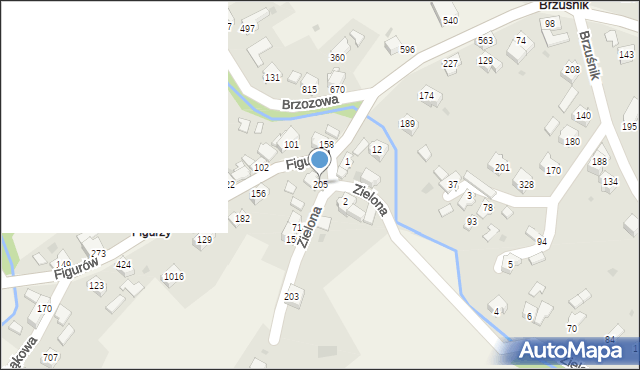 Wieprz, Zielona, 205, mapa Wieprz