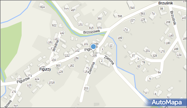 Wieprz, Zielona, 205a, mapa Wieprz