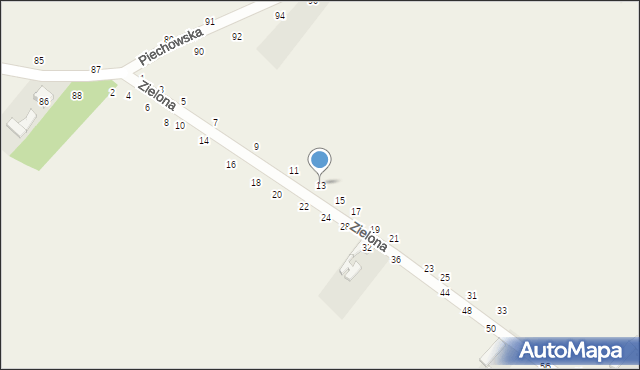 Wierzchlas, Zielona, 13, mapa Wierzchlas