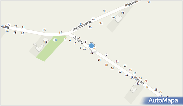 Wierzchlas, Zielona, 14, mapa Wierzchlas