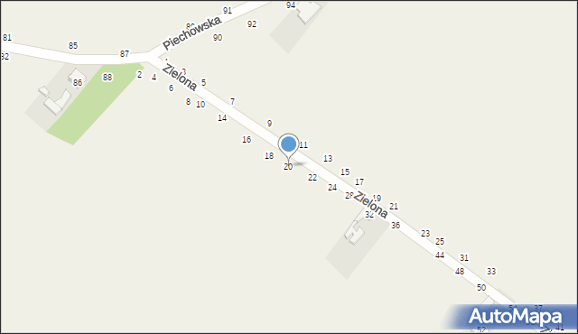 Wierzchlas, Zielona, 20, mapa Wierzchlas