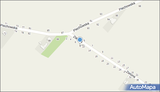 Wierzchlas, Zielona, 8, mapa Wierzchlas