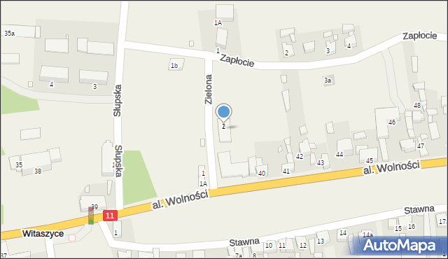 Witaszyce, Zielona, 3, mapa Witaszyce