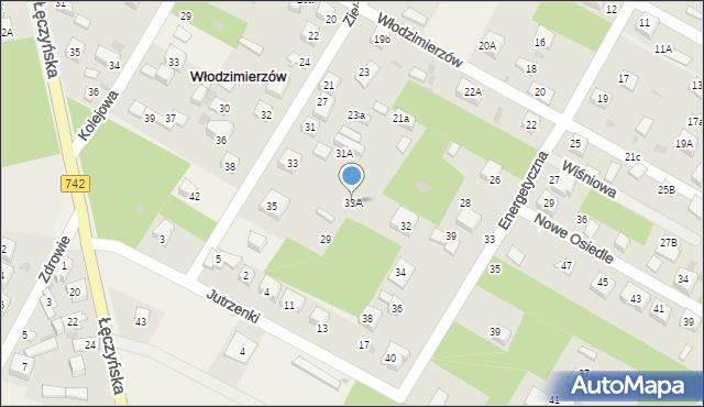 Włodzimierzów, Zielona, 33A, mapa Włodzimierzów