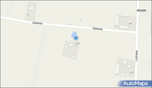 Wodzin Prywatny, Zielona, 3, mapa Wodzin Prywatny