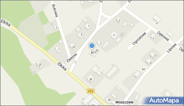 Woszczele, Zielona, 9b, mapa Woszczele