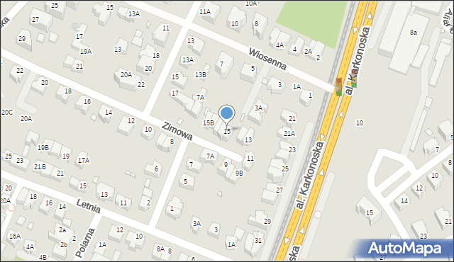 Wrocław, Zimowa, 15, mapa Wrocławia