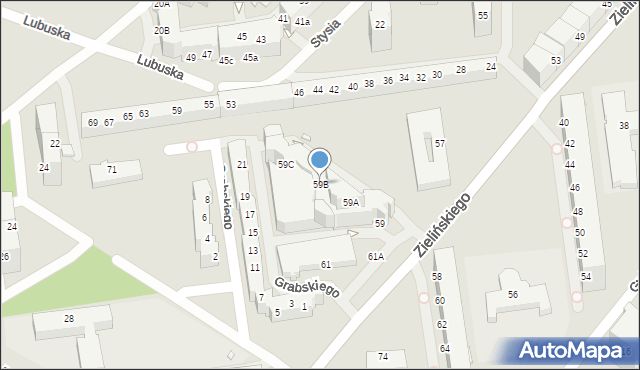Wrocław, Zielińskiego Tadeusza, 59B, mapa Wrocławia