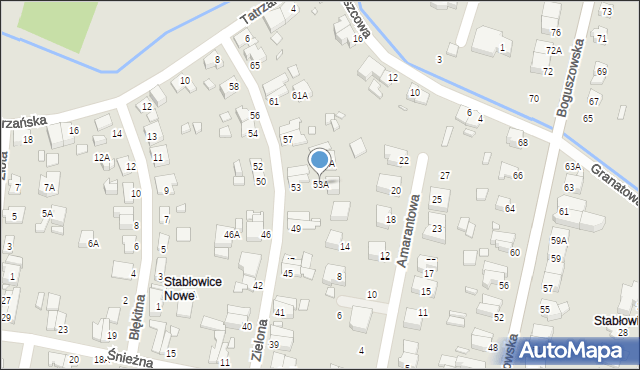 Wrocław, Zielona, 53A, mapa Wrocławia