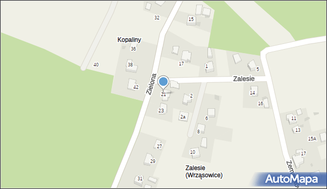 Wrząsowice, Zielona, 21, mapa Wrząsowice