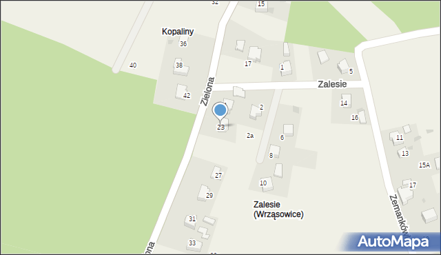 Wrząsowice, Zielona, 23, mapa Wrząsowice