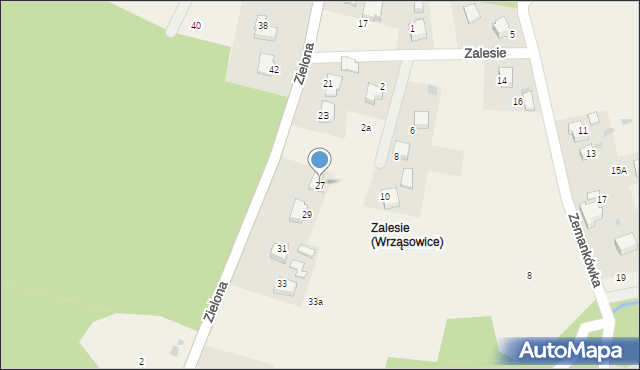 Wrząsowice, Zielona, 27, mapa Wrząsowice