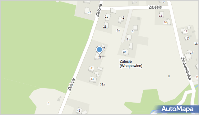 Wrząsowice, Zielona, 29, mapa Wrząsowice