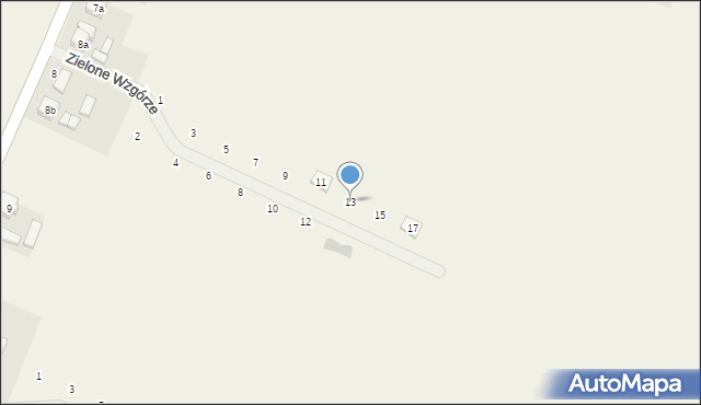 Wysocko Małe, Zielone Wzgórze, 13, mapa Wysocko Małe