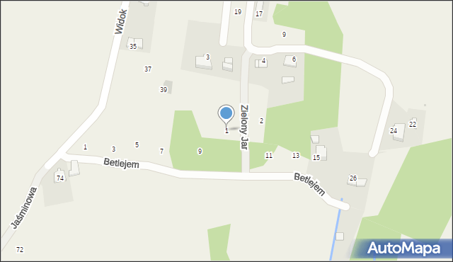 Zagacie, Zielony Jar, 1, mapa Zagacie