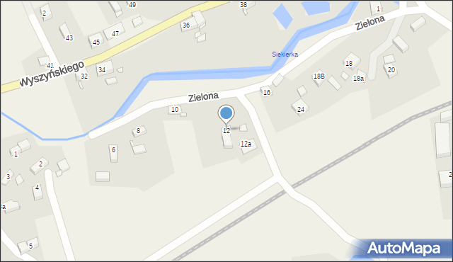 Zaręba, Zielona, 12, mapa Zaręba