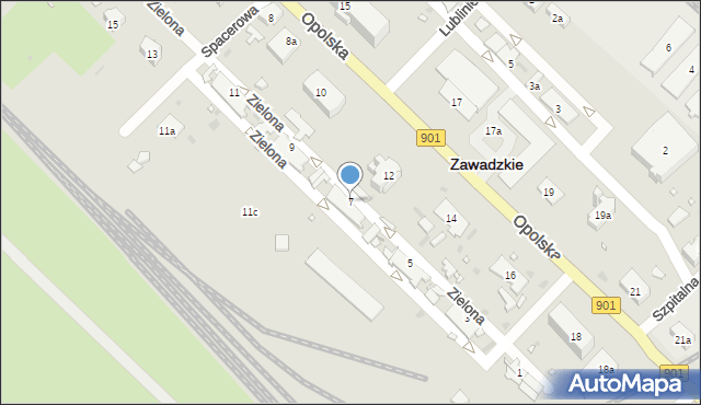 Zawadzkie, Zielona, 7, mapa Zawadzkie