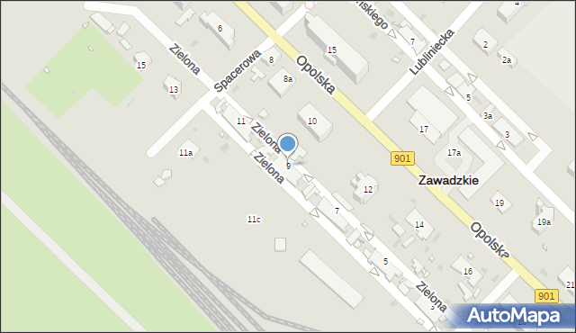 Zawadzkie, Zielona, 9, mapa Zawadzkie