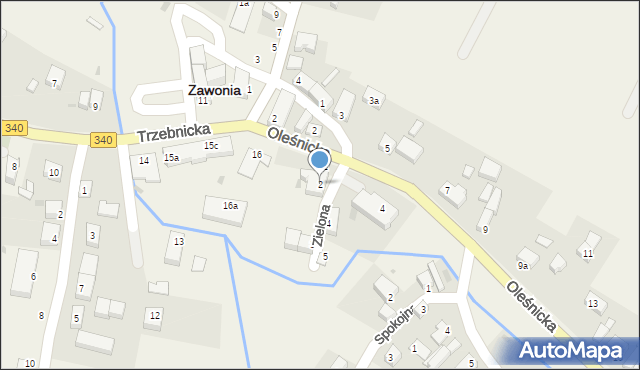 Zawonia, Zielona, 2, mapa Zawonia