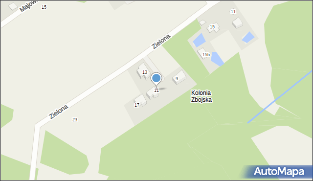Zboiska, Zielona, 11, mapa Zboiska
