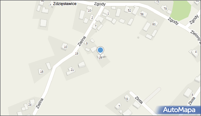 Zdzięsławice, Zielna, 15, mapa Zdzięsławice