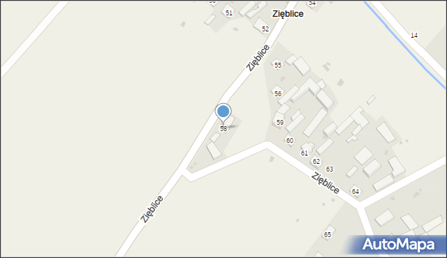 Zięblice, Zięblice, 58, mapa Zięblice