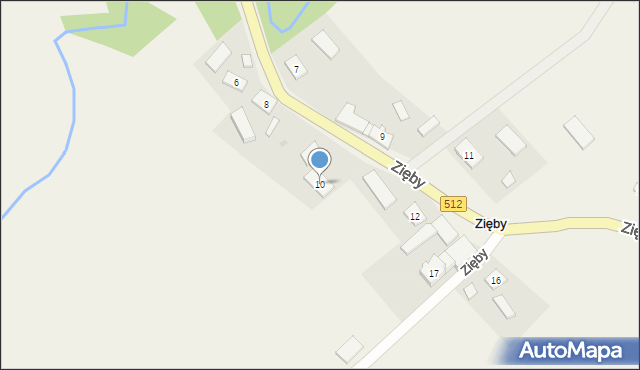 Zięby, Zięby, 10, mapa Zięby