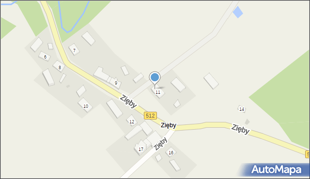 Zięby, Zięby, 11a, mapa Zięby