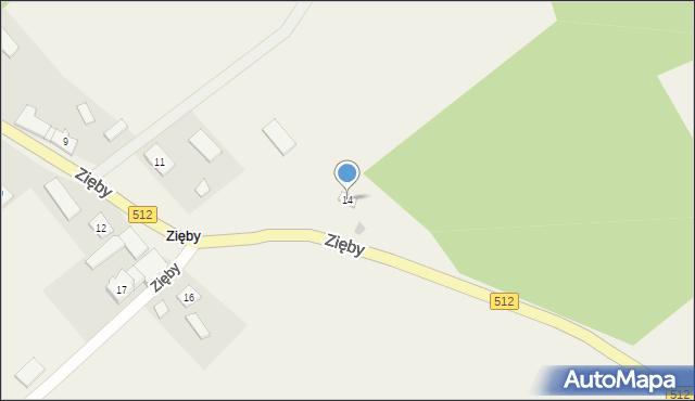 Zięby, Zięby, 14, mapa Zięby