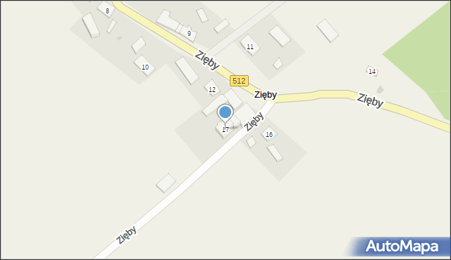 Zięby, Zięby, 17, mapa Zięby