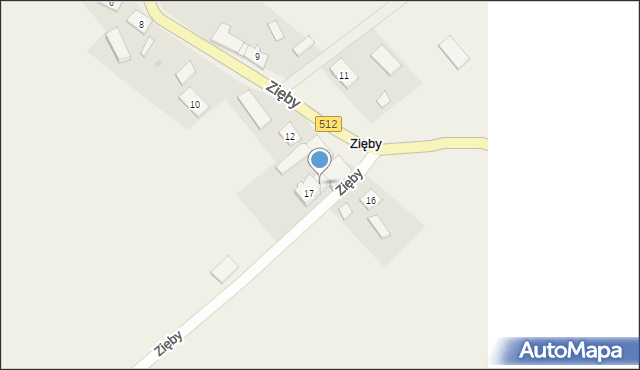 Zięby, Zięby, 17a, mapa Zięby